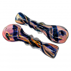 3" Silver Fumed Double Rim Dicro Art Chillum Hand Pipe - (Pack of 2) [RKP288]